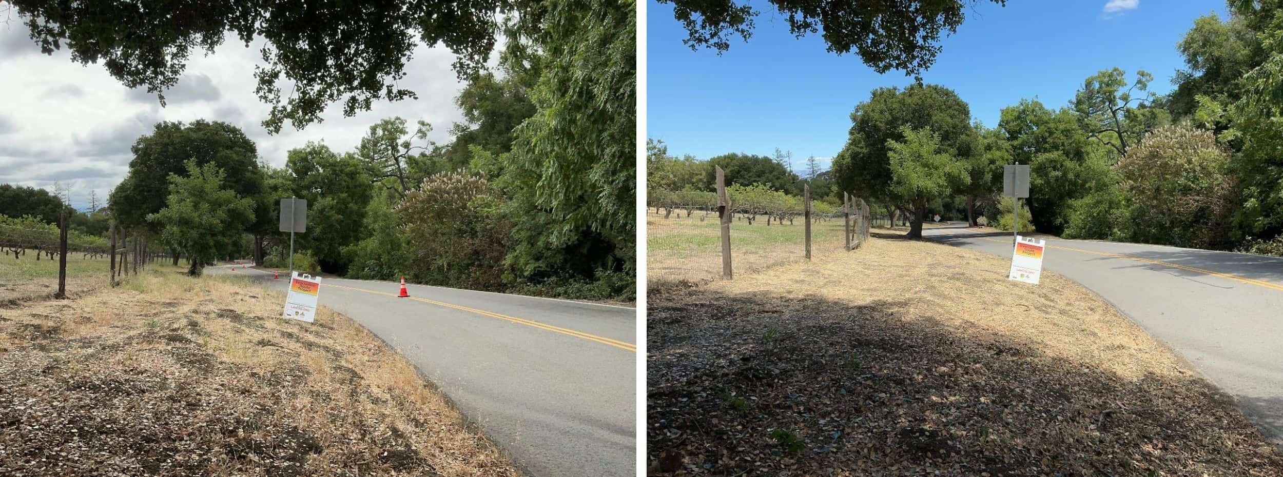 Weeds, grasses and ground vegetation within the public right of way are trimmed to shorter than 6". Treatment depth from centerline of the road will depend on permit specification of public right of ways and resident permissions.