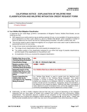 CA NOE Explanation of Wildfire Risk Classification and Wildfire Mitigation Credit Request Form Thumbnail Image